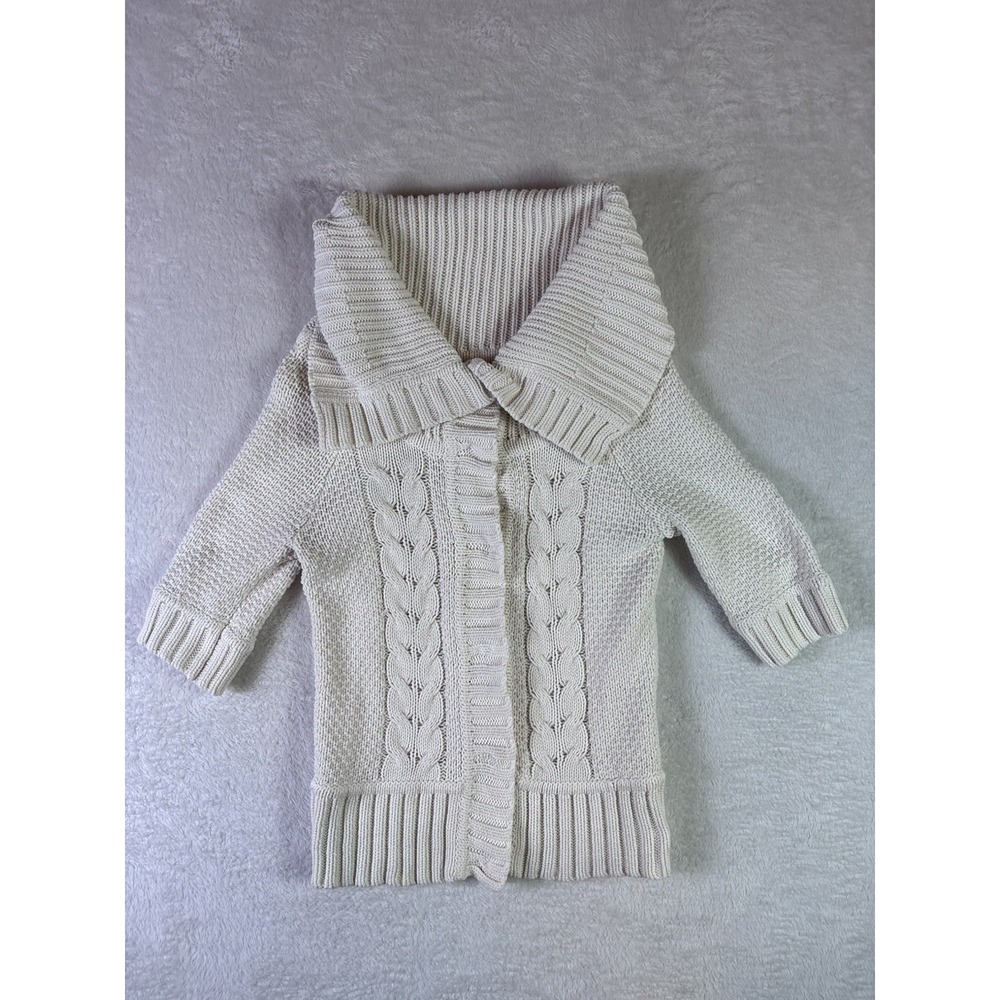 Express White Women's Small Pullover Wide Collar 3/4 Sleeve Cable Knit Sweater